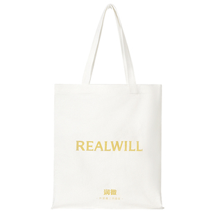 润微REALWILL字母帆布包女韩系慵懒松弛感单肩包休闲通勤托特包
