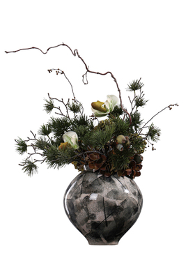 鲲屿 新中式干枝仿真花艺【枝踏清秋】茶室别墅玄关样板间摆件