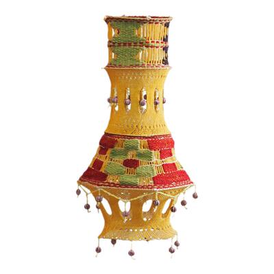 手工编织彩线灯罩吊饰手织