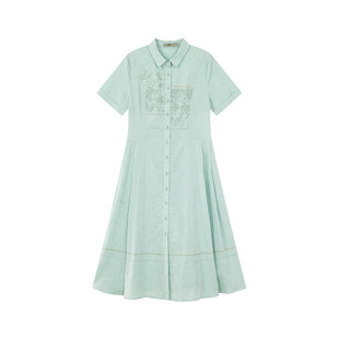 【纤腰裙系列-萱草花裙】夏季高腰温柔风过膝中款连衣裙