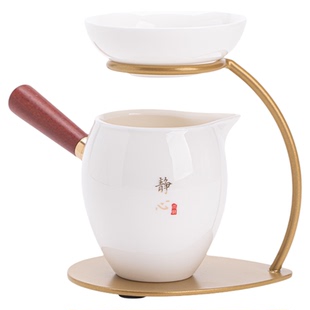 羊脂玉懒人支架一体茶漏茶滤陶瓷公道杯带茶隔高档分茶过滤泡茶器