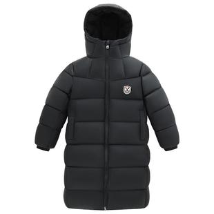 300g英氏童装羽绒服女童中长款冬季过膝儿童加厚保暖连帽防寒外套