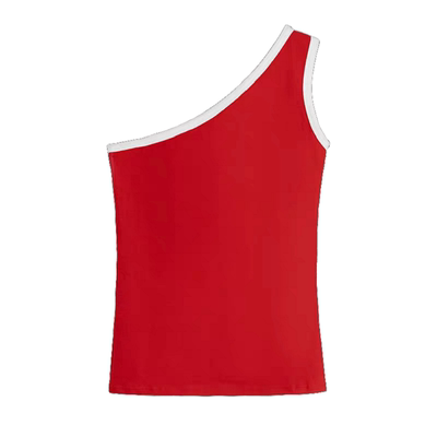 撞色上衣露肩韩版无袖