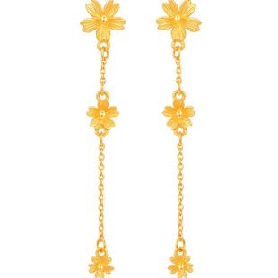 明牌珠宝黄金耳钉樱花烂漫足金999耳饰耳环耳线女友计价AFH0194