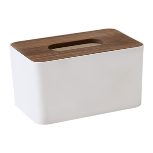 竹木盖塑料纸巾盒餐厅酒店抽纸盒客厅带盖纸巾盒胡桃木桌面纸抽盒