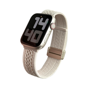 CLOUDHIS适用AppleWatch透气针织s10尼龙编织磁吸扣表带苹果手表S9运动型男女生新款iwatchs8/手表秋冬Ultra2