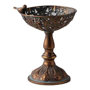 美式乡村复古做旧铁艺果盘高脚面包水果收纳装饰家居摆件托盘道具