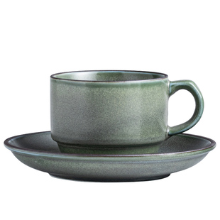 极简风咖啡杯碟套装家用陶瓷马克杯花茶杯子泡茶杯会所前台待客杯