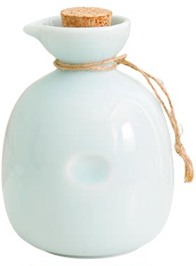 一斤半纯色青瓷带塞子餐厅小酒壶