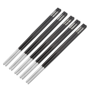 故湘银筷子999纯银家用成人中式银制餐具无漆实木包银家庭分餐筷