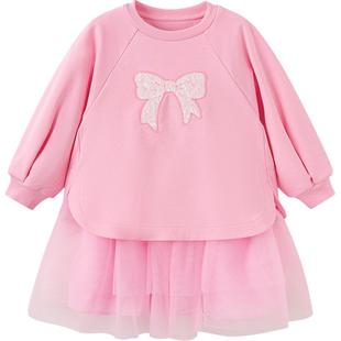 【balaOne】巴拉巴拉童装儿童连衣裙女童2026新款春装卫衣网纱裙