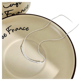 925纯银熔岩肌理微笑弯管蛇骨链项链女高级感轻奢小众配饰50cm