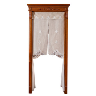 麻布门帘家用免打孔挂帘布艺刺绣装饰帘遮挡帘卧室卫生间厨房帘子