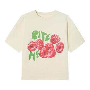 RedRef 短袖上衣纯色印花树莓长款T恤女款夏季