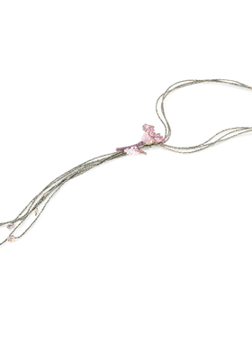 shes茜子璀璨编织花朵长款毛衣链