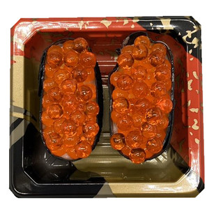 两粒装手握军舰寿司刺身小菜点心试吃一次性日式小号外卖打包餐盒