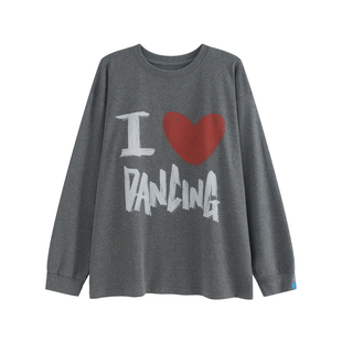 王润原创SOHANA复古I Love Dancing休闲宽松百搭长袖显瘦T恤