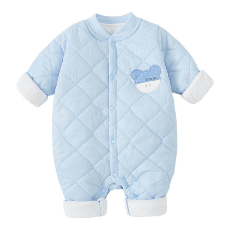 夹棉秋冬婴儿连体衣保暖棉服棉衣