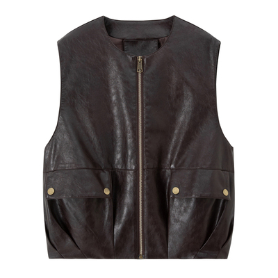 海宁真皮2025超火皮外套马甲女外穿早秋皮衣爆款绵羊皮背短心马夹