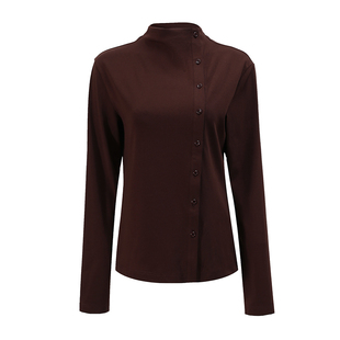 NON RESTRAIN法式立领系扣长袖针织衫上衣女松紧腰抽褶半身裙套装