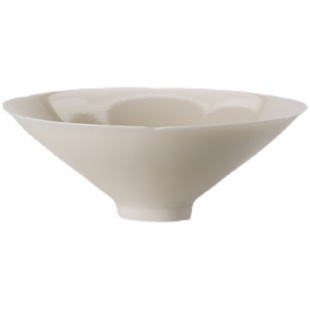 三生宋风宋宴葵口斗笠碗米黄食器精致湖田窑白色中式手工餐具