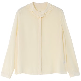 GESGOO淡雅知性真丝衬衫女26年早春新品双层荷叶领法式上衣桑蚕丝