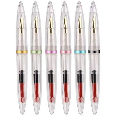永生3411透明示范笔杆灌墨贵妃尖特细0.38可吸墨可换墨囊学生钢笔