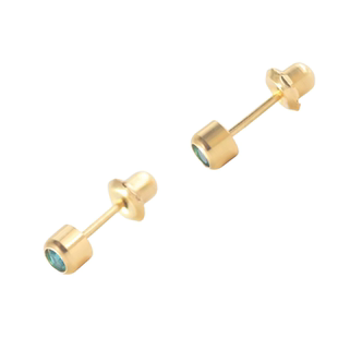 医用钢月份耳钉防过敏不褪色锆石水晶简约White-Bezel生日系耳饰