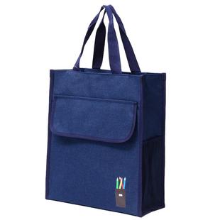 上课帆布防水牛津布初中学生手提袋拎书袋男生手提包高中生补课包