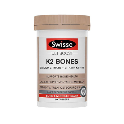 澳洲Swisse K2钙维生素D3骨骼健康成人中老年补充钙质钙片90粒