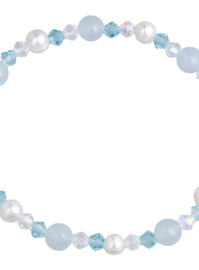 蓝水晶珍珠手串手链轻奢小众精致