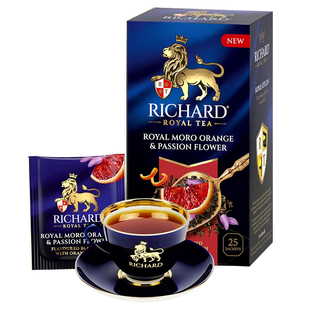 瑞查得RICHARD新品橘子西番莲风味红茶25袋独立袋泡茶俄罗斯进口