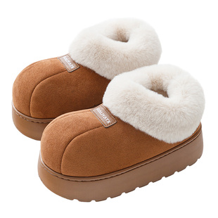 棉拖鞋女士冬季外穿包跟棉鞋2025新款毛口加绒5.5cm厚度保暖防滑