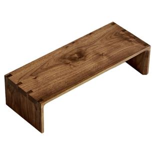 喜起黑胡桃实木电脑显示器增高架 电视底座支架 办公桌收纳置物架