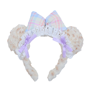 可爱蝴蝶结蕾丝边毛绒小熊耳朵发箍头饰少女化妆洗脸头箍发卡发饰