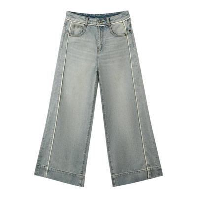 bbfer本依凡24年秋直筒裤阔腿裤宽松显瘦浅色牛仔裤女STSNZ0140