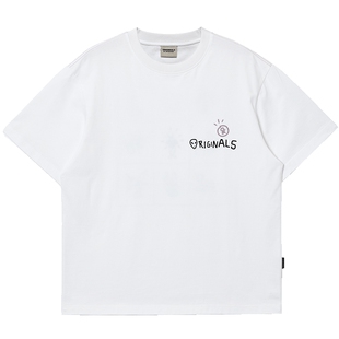 杰克琼斯男装秋季T恤精致刺绣舒适百搭背部趣味图案宽松短袖上衣