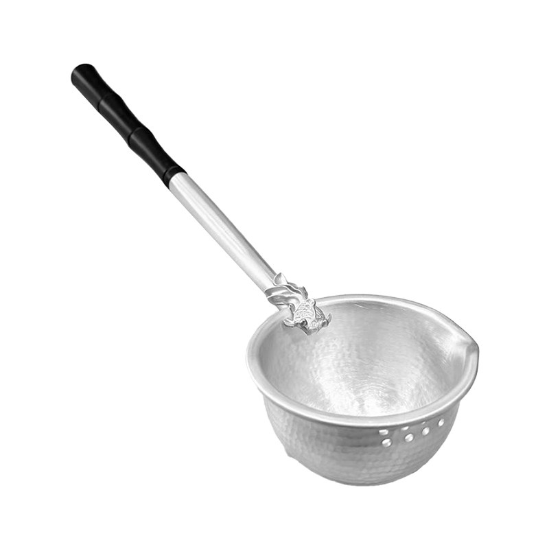 银盟足银木质银制品 稳家紫竹分茶勺纯银999