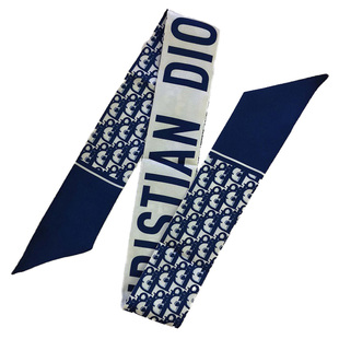 多用藏蓝色字母小丝带头巾千鸟格发带绑包包丝巾装饰领巾女手腕巾