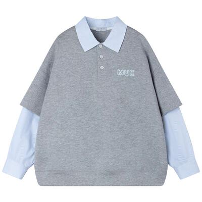 假两件双面棉童装卫衣