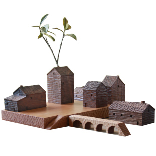 雨木|小木屋摆件纯手工雕刻 创意礼品微景观小房子装饰家居摆件