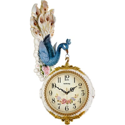 欧式双面挂钟客厅大气石英