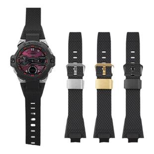 适用卡西欧钢铁之心b400表带原装树脂casio gstb400柔软硅胶橡胶