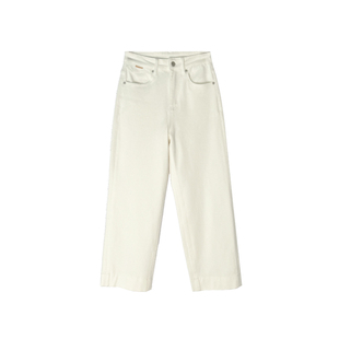 冬日氛围感!~加绒白色直筒牛仔裤女秋冬九分直筒保暖四面弹牛仔