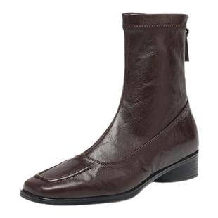 达芙妮黑色瘦瘦小短靴2025新款切尔西马丁皮靴女靴子冬季女款女士