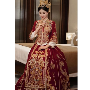 秀禾服大码新款裙褂新娘高级结婚中式重工龙凤褂出嫁小个子秀和服