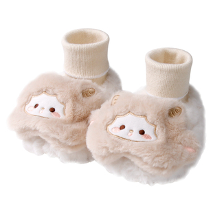 婴儿鞋袜加绒A类纯棉宝宝袜子中筒男宝宝鞋加绒加厚可爱0-1岁幼童