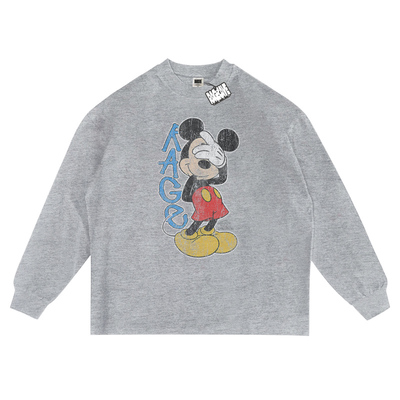 RAGE卡通米奇情侣印花长袖T恤