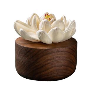 新款汽车摆件莲花香水国风车载香薰中控台装饰木质木雕饰品内饰