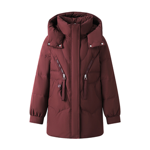 雅鹿羽绒服女短款中年妈妈装2025冬季新款加厚白鸭绒大码连帽外套